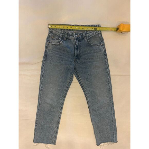 Zara Straight Legged Frayed Bottom Jeans Size 0 - Picture 7 of 10